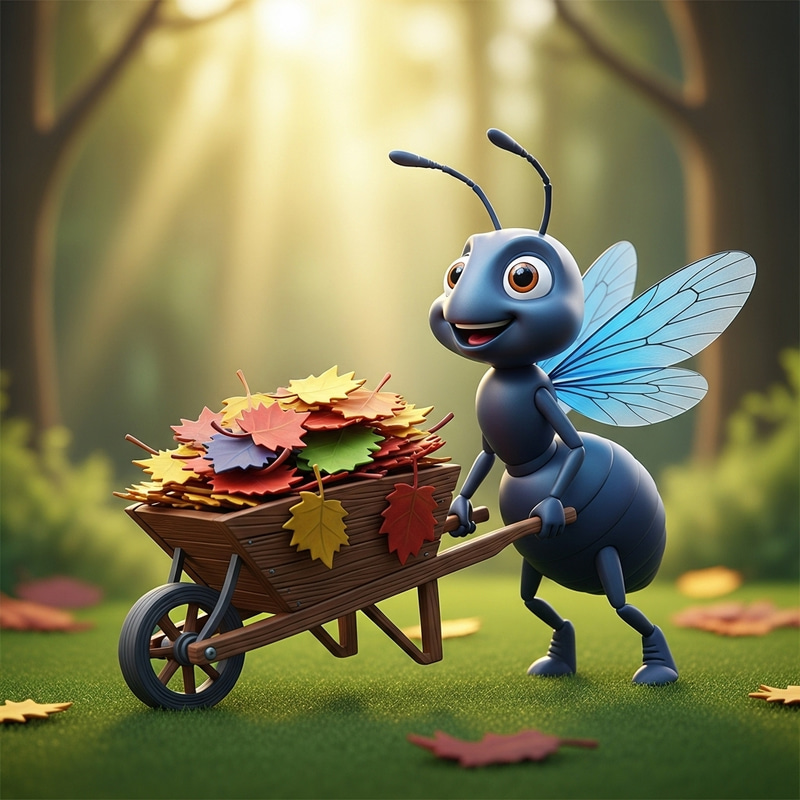 3D Printable Ant in a Wheelbarrow Illustration 3D Printable Ant in a Wheelbarrow Illustration