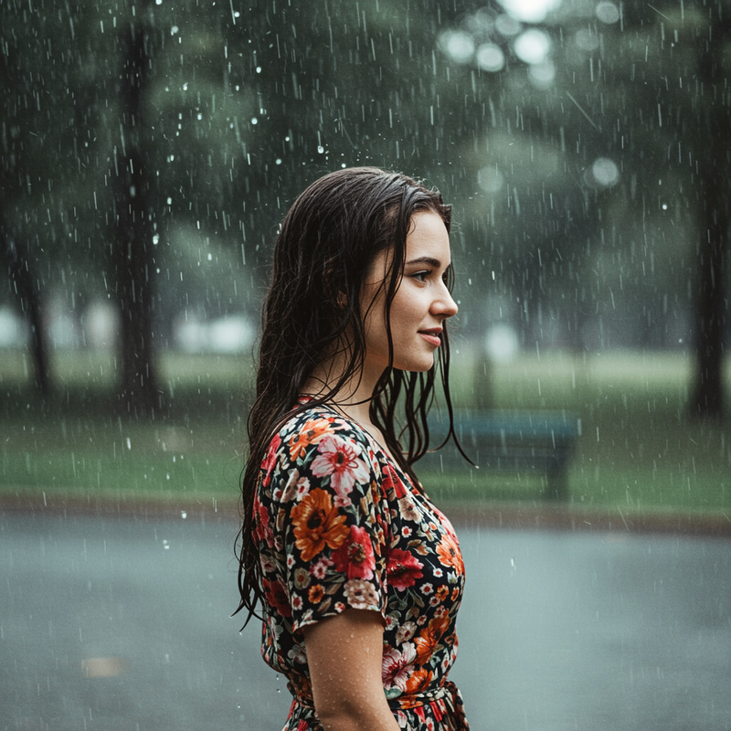 Woman in the Rain: A Captivating Moment Woman in the Rain: A Captivating Moment