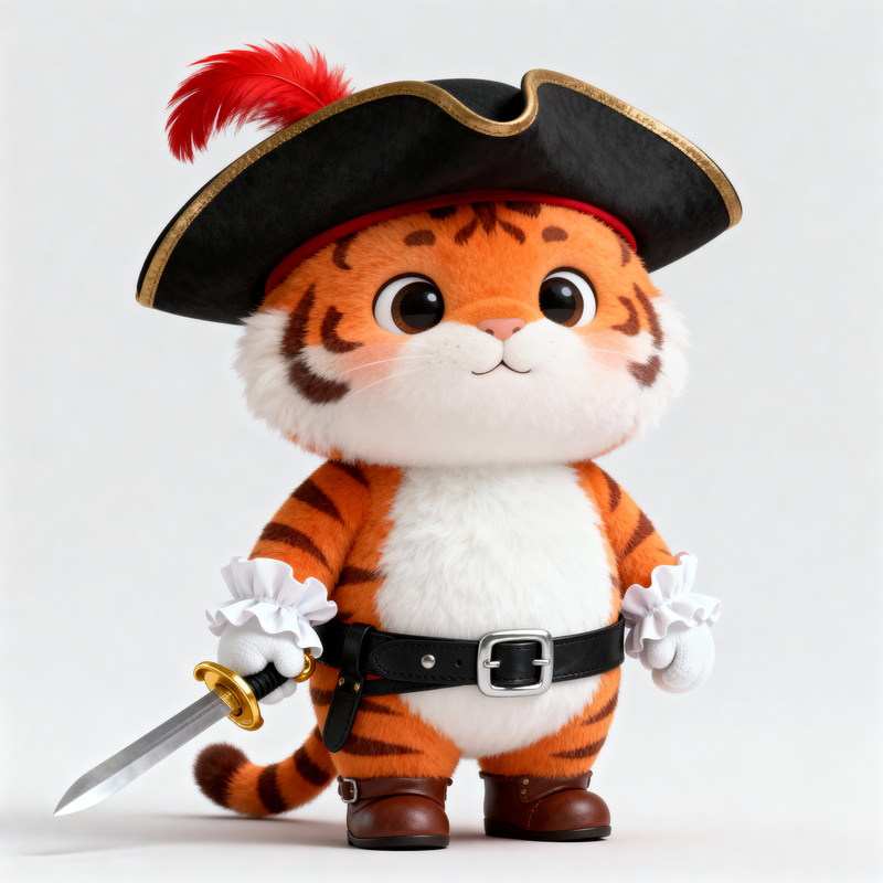 Cute Musketeer Tiger Mascot Design Cute Musketeer Tiger Mascot Design