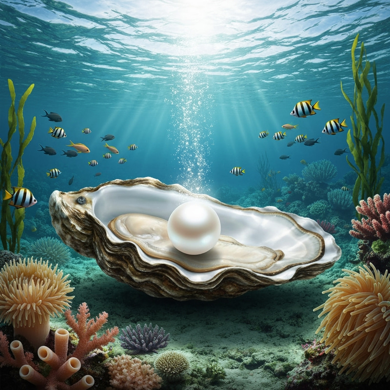 Underwater Scene: Oyster and Pearl
