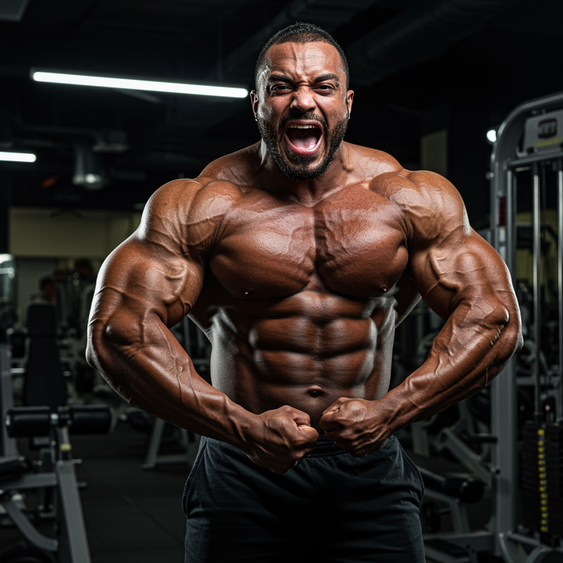 Massive Bodybuilder Flexing in Gym - Hyper-Realistic Massive Bodybuilder Flexing in Gym - Hyper-Realistic