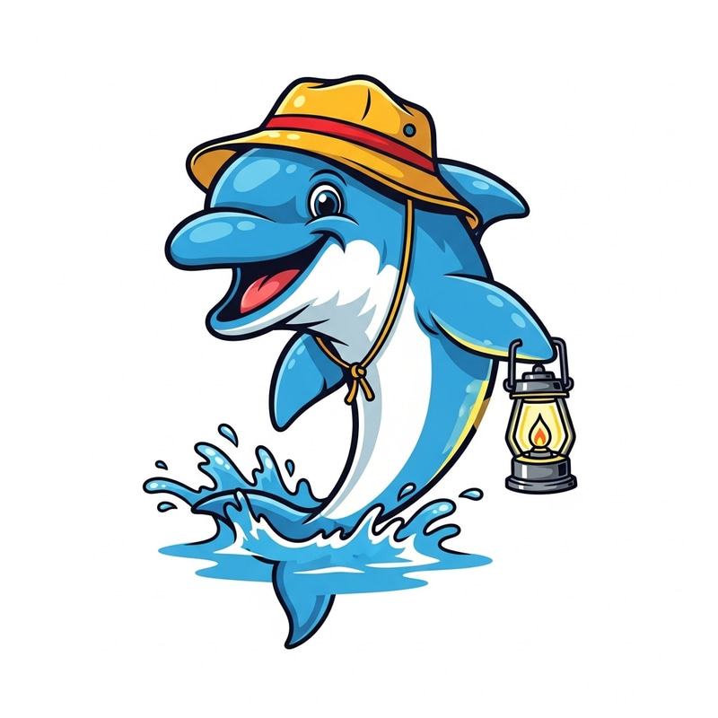 Camping Dolphin Mascot: Fun & Adventure Awaits Camping Dolphin Mascot: Fun & Adventure Awaits