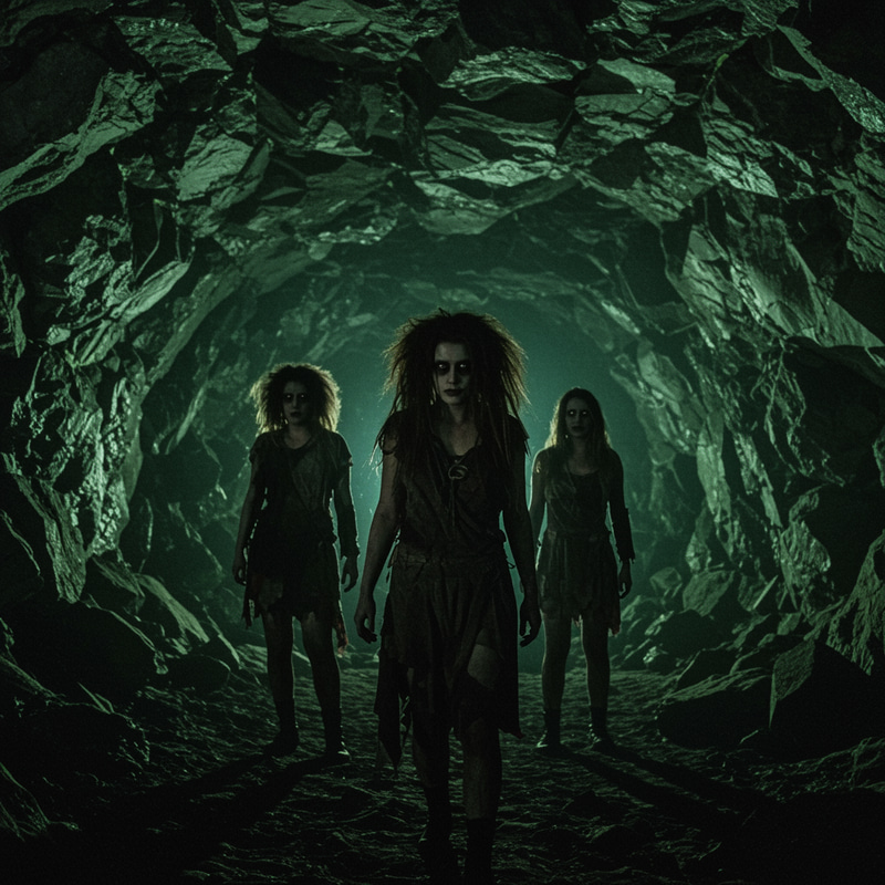Creepy Horror Woman Emerging from a Cave Creepy Horror Woman Emerging from a Cave