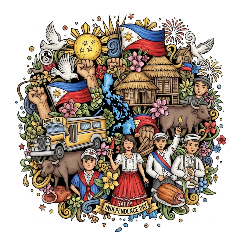 Vibrant Doodle Art for Philippine Independence Day Vibrant Doodle Art for Philippine Independence Day