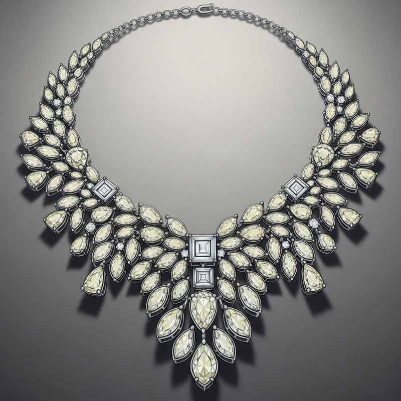 Elegant Diamond Necklace Sketch - Artistic Design Elegant Diamond Necklace Sketch - Artistic Design