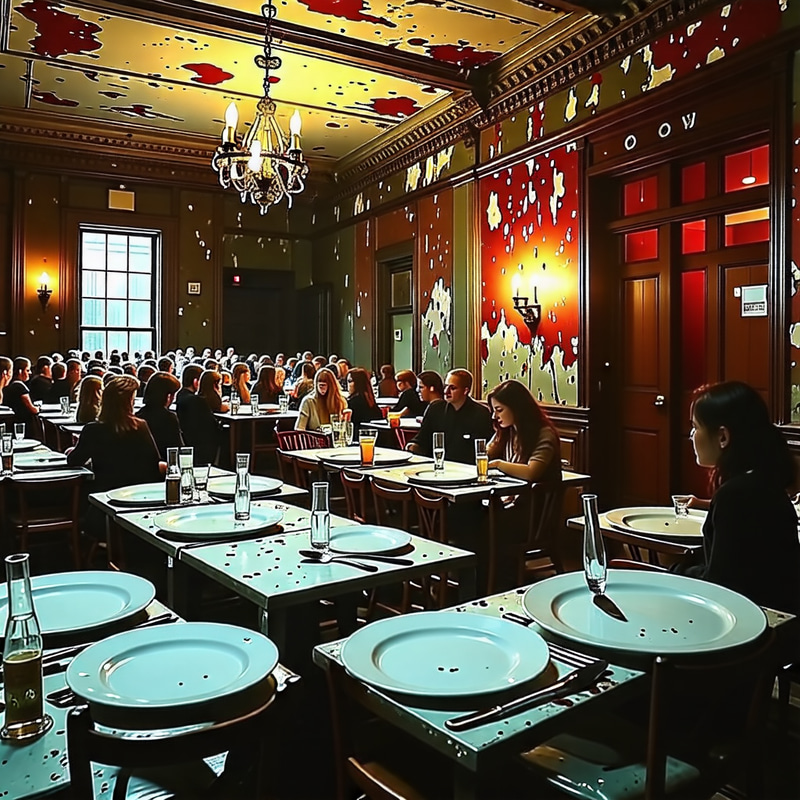 Scary Abandoned Hotel: Dark Interior with Creepy Guests Scary Abandoned Hotel: Dark Interior with Creepy Guests