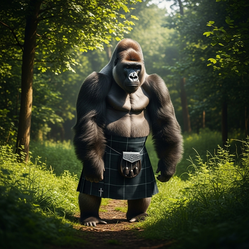 Gorilla in a Kilt: A Unique Sight