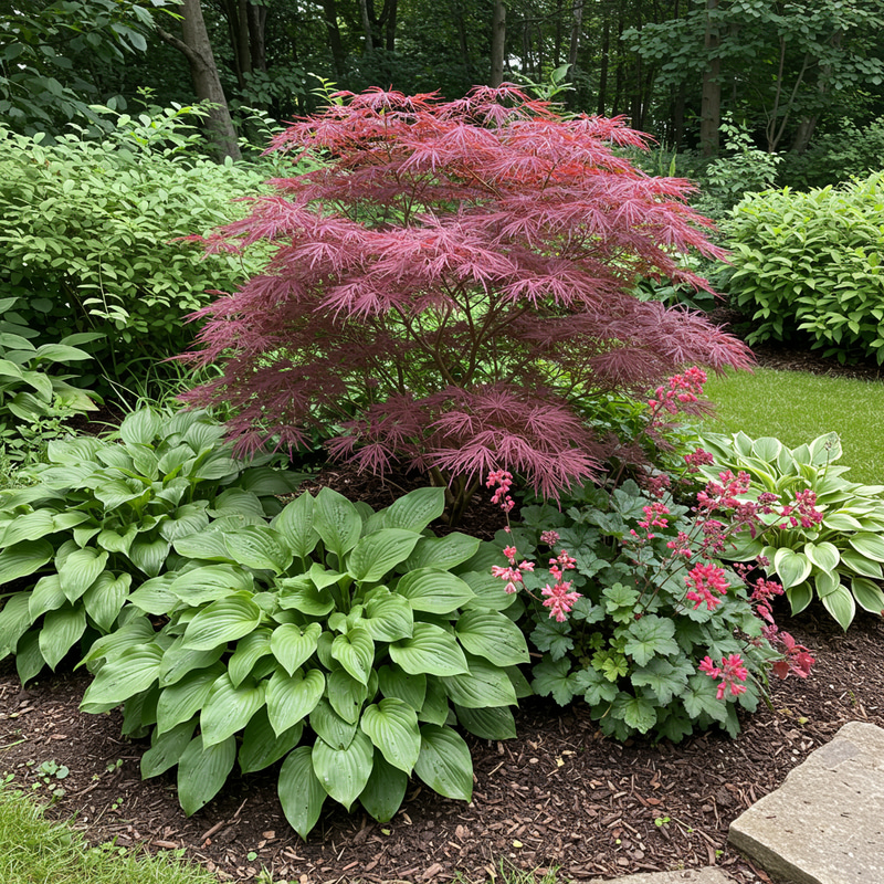 Small Garden Design for Partial Shade with Japanese Maple