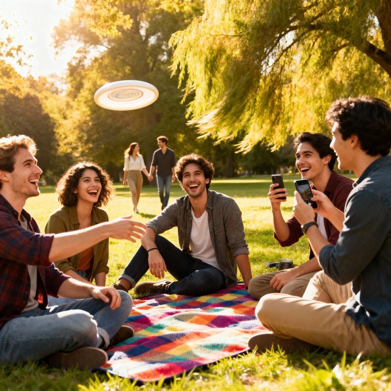Joyful Park Picnic with Friends and Family