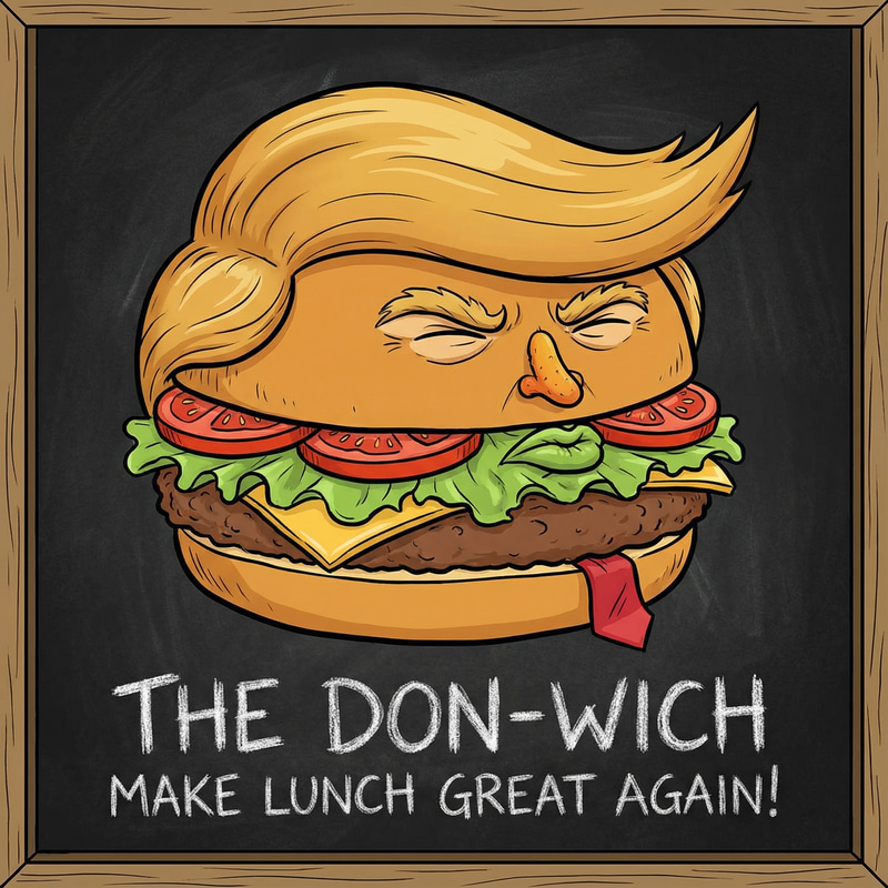 Funny Trump-Inspired Sandwich Illustration Funny Trump-Inspired Sandwich Illustration