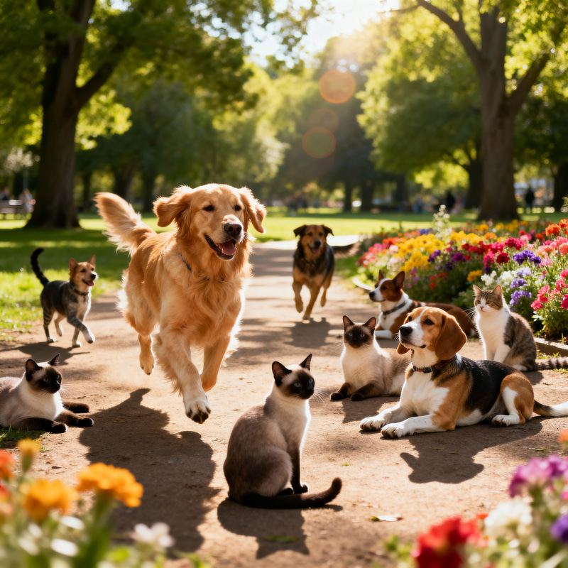 Whimsical Pet Scene Background for Facebook