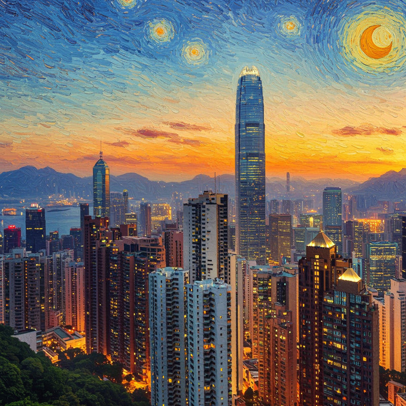 Vincent van Gogh Style Hong Kong Architecture Vincent van Gogh Style Hong Kong Architecture
