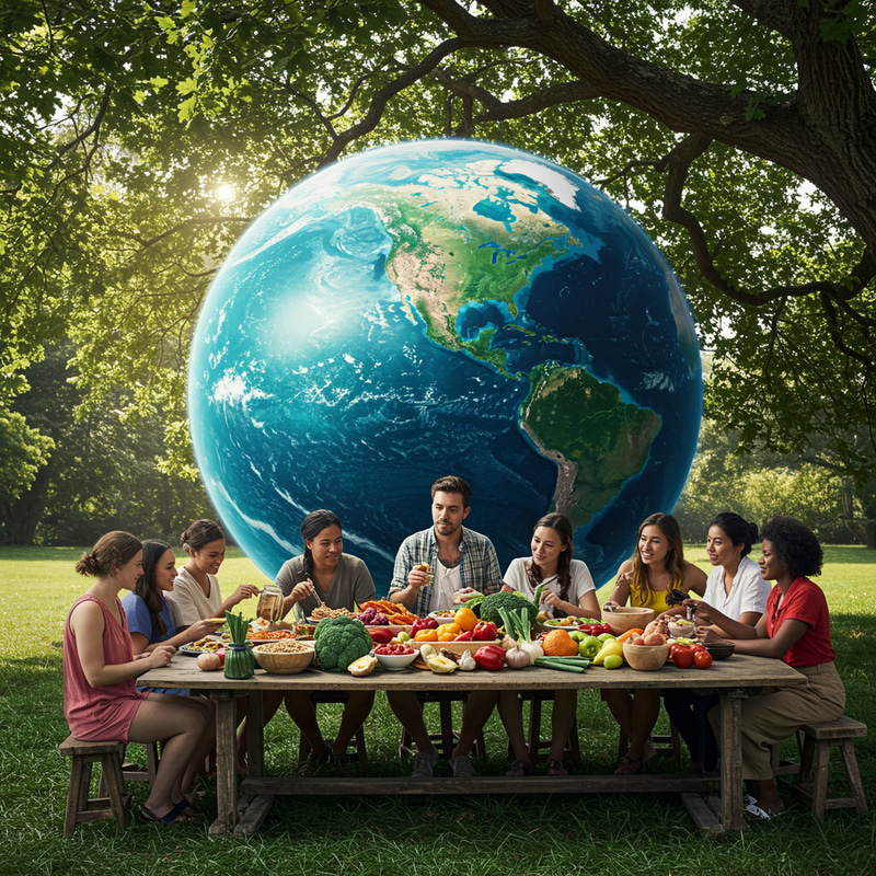 Healthy Planet: People Enjoying a Meal Together Healthy Planet: People Enjoying a Meal Together