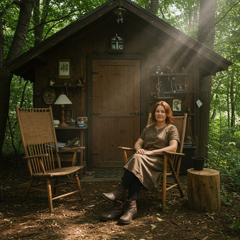 Adult Woman Living in a Forest Home Adult Woman Living in a Forest Home