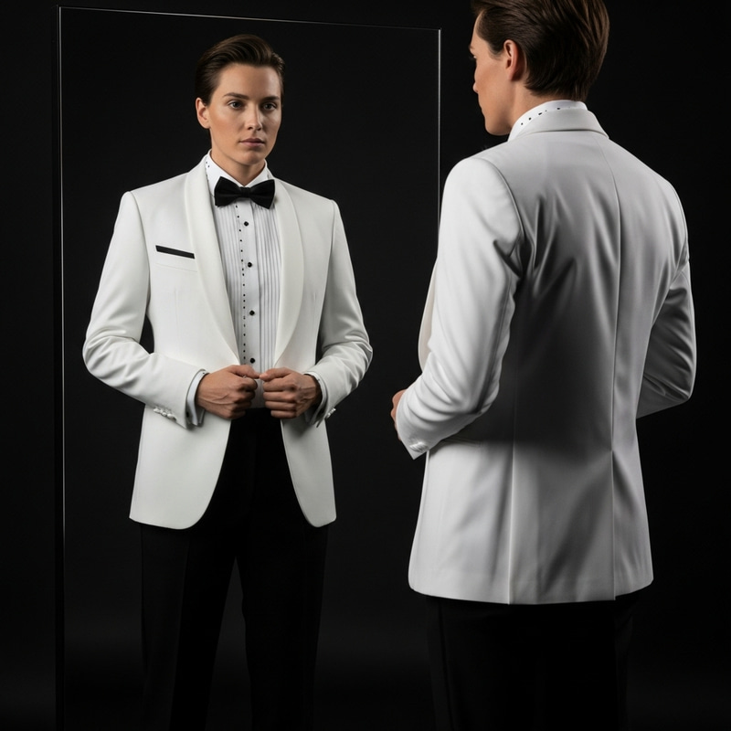 Stylish White Tuxedo with Black Pants Stylish White Tuxedo with Black Pants