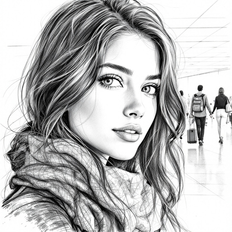 Emotive Pencil Sketch of Ranchi Airport Departure Emotive Pencil Sketch of Ranchi Airport Departure