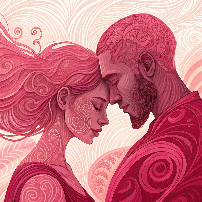 Intimate Abstract Couple Art in Pink Shades Intimate Abstract Couple Art in Pink Shades