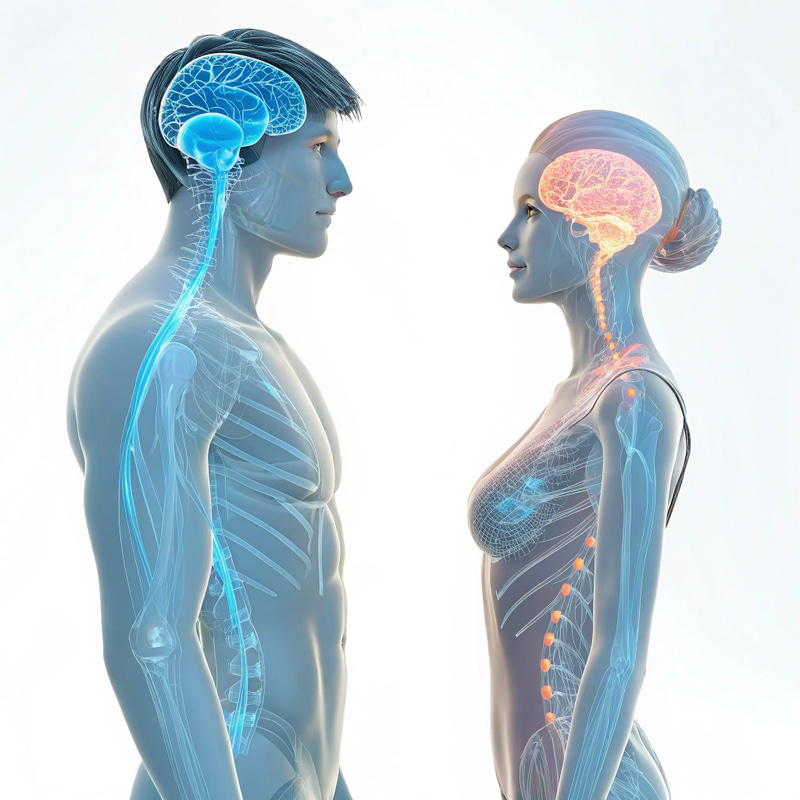 3D Transparent Body Model with Glowing Brain Insights 3D Transparent Body Model with Glowing Brain Insights