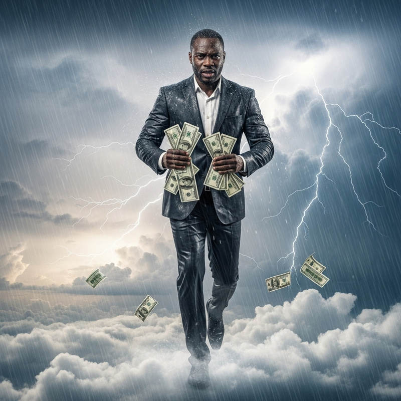 Dude Walking in the Sky with Money
