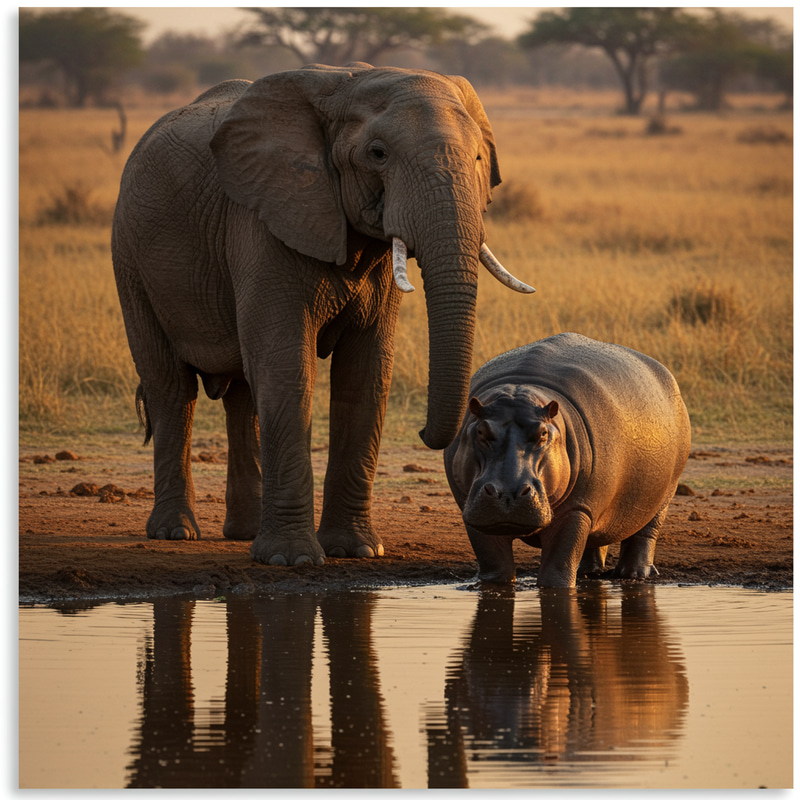 Elephant and Hippo: Nature's Gentle Giants