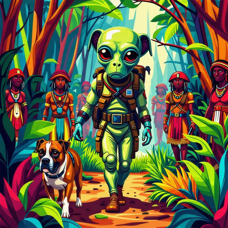 Alien Explorer Adventure in a Lush Forest