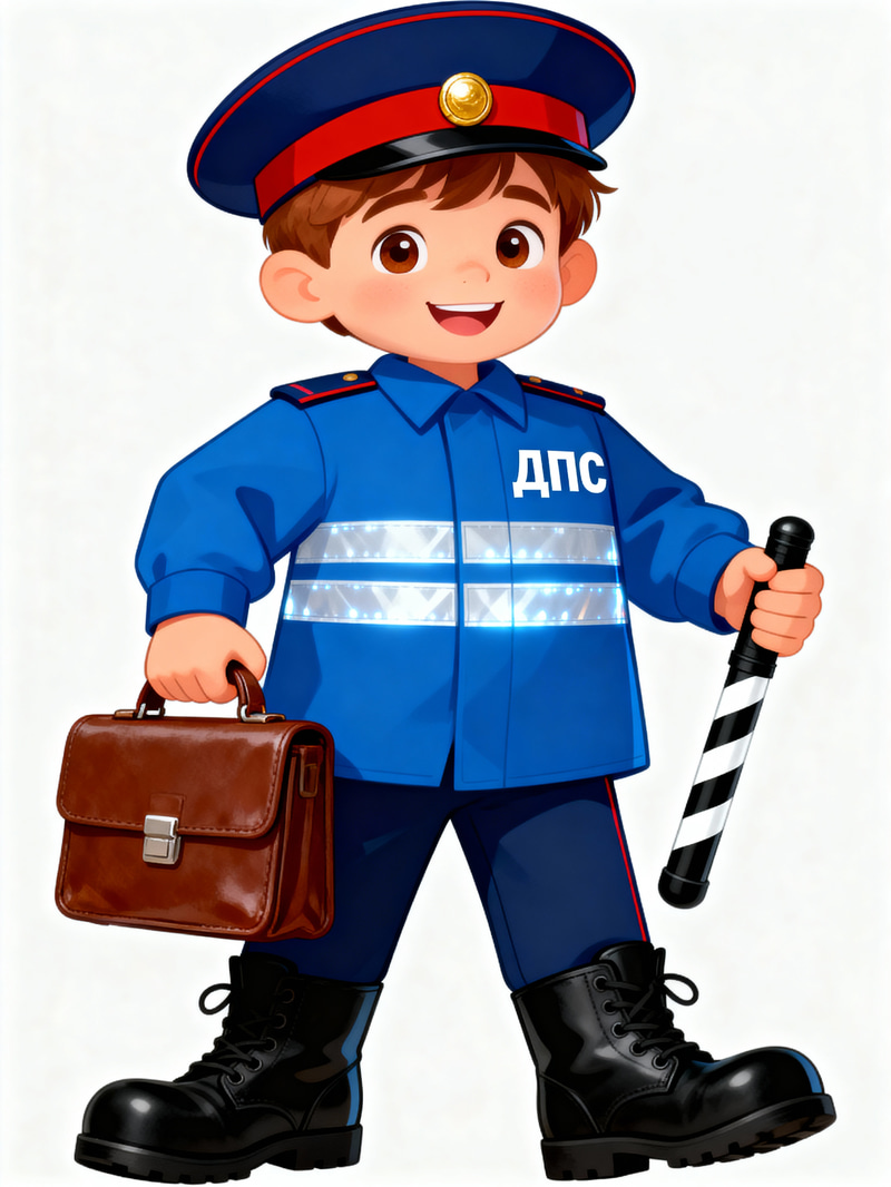 Cartoon Boy in Traffic Officer Uniform Cartoon Boy in Traffic Officer Uniform