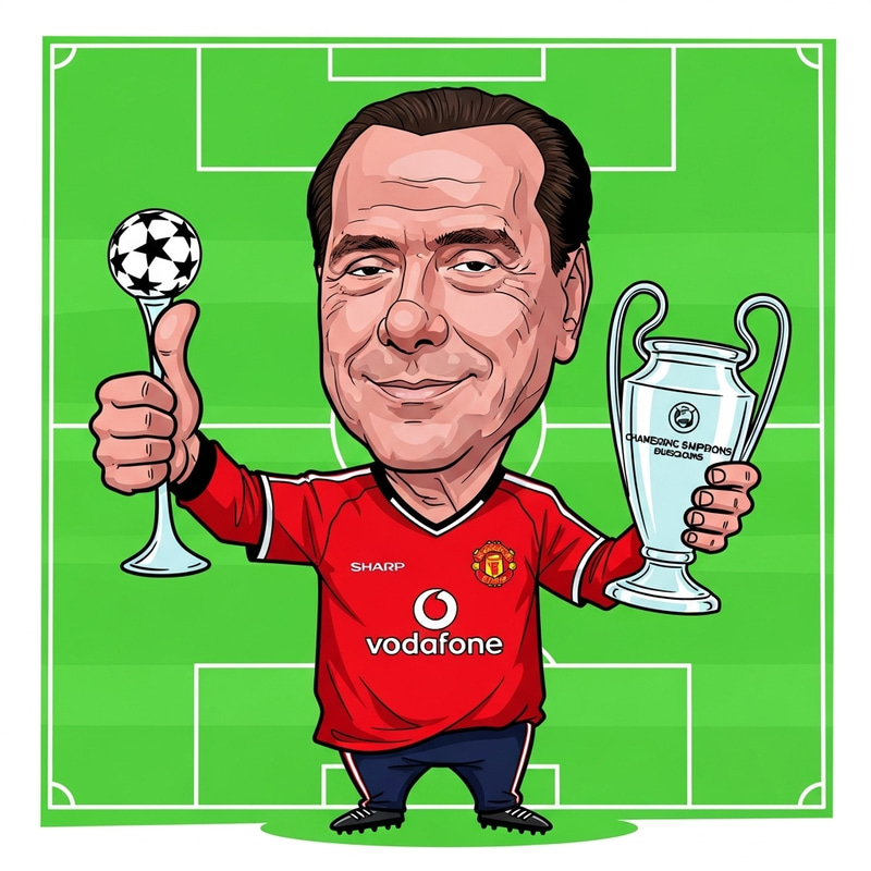 Berlusconi in Manchester United Shirt Cartoon Berlusconi in Manchester United Shirt Cartoon
