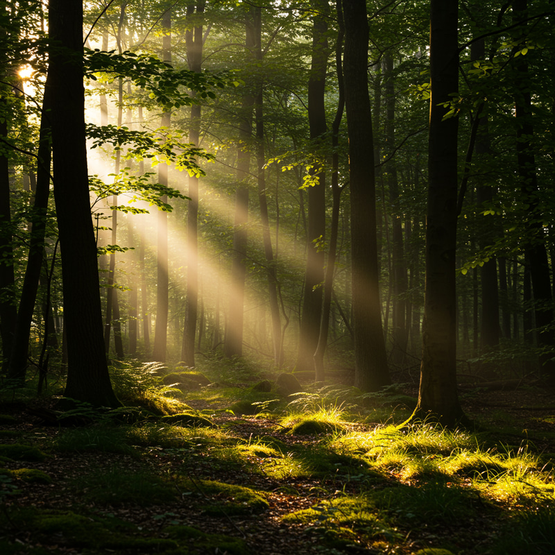 Sunlight Through Forest Branches Sunlight Through Forest Branches