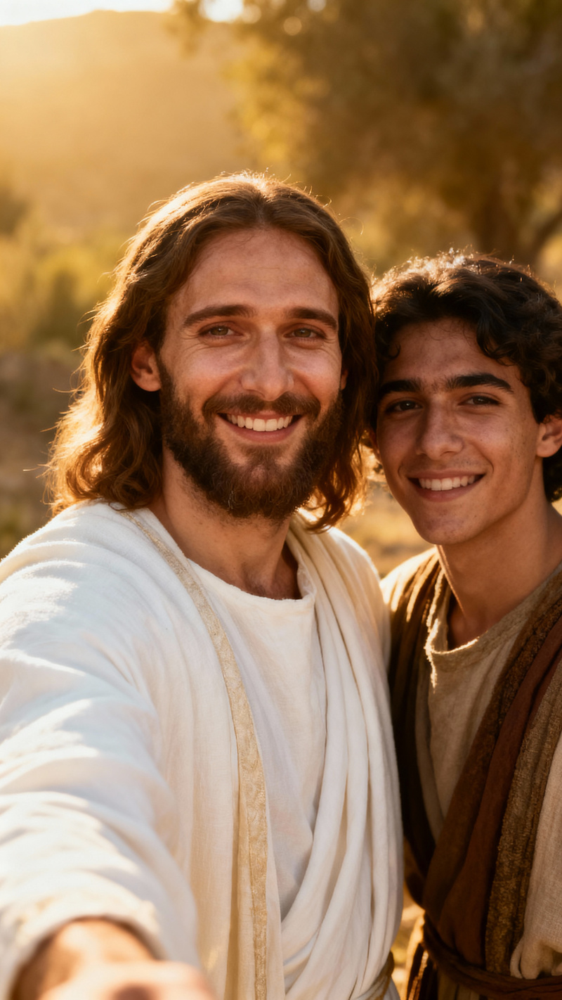 Joyful Selfie of Jesus Christ & Friend