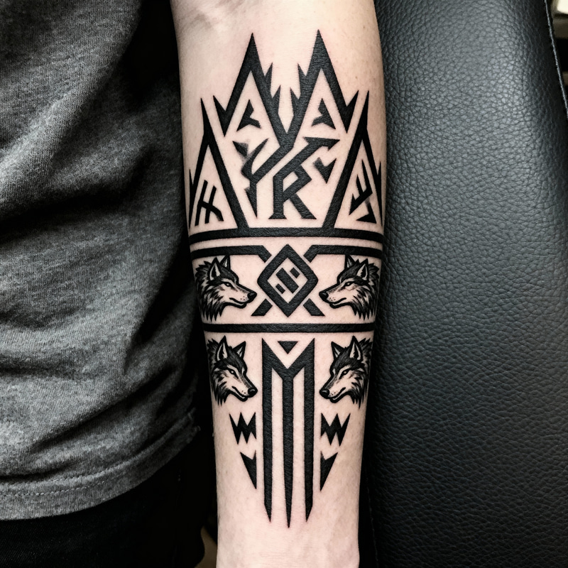 Viking Forearm Tattoo Design with Jagged Lines