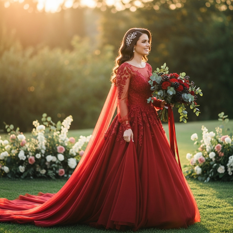 Stunning Bride in a Red Dress Stunning Bride in a Red Dress