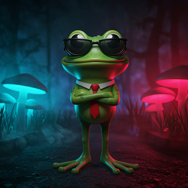 Cool Cartoon Frog in Neon Swamp