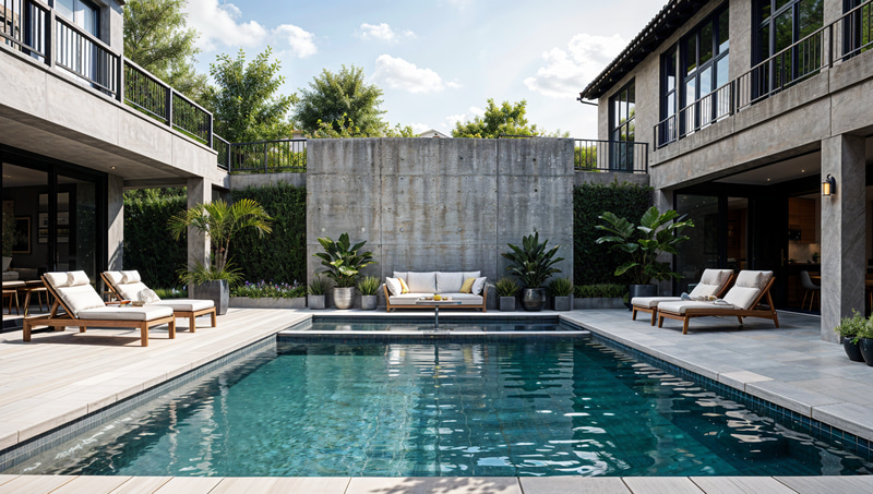 Stunning Industrial Outdoor Pool Area Design