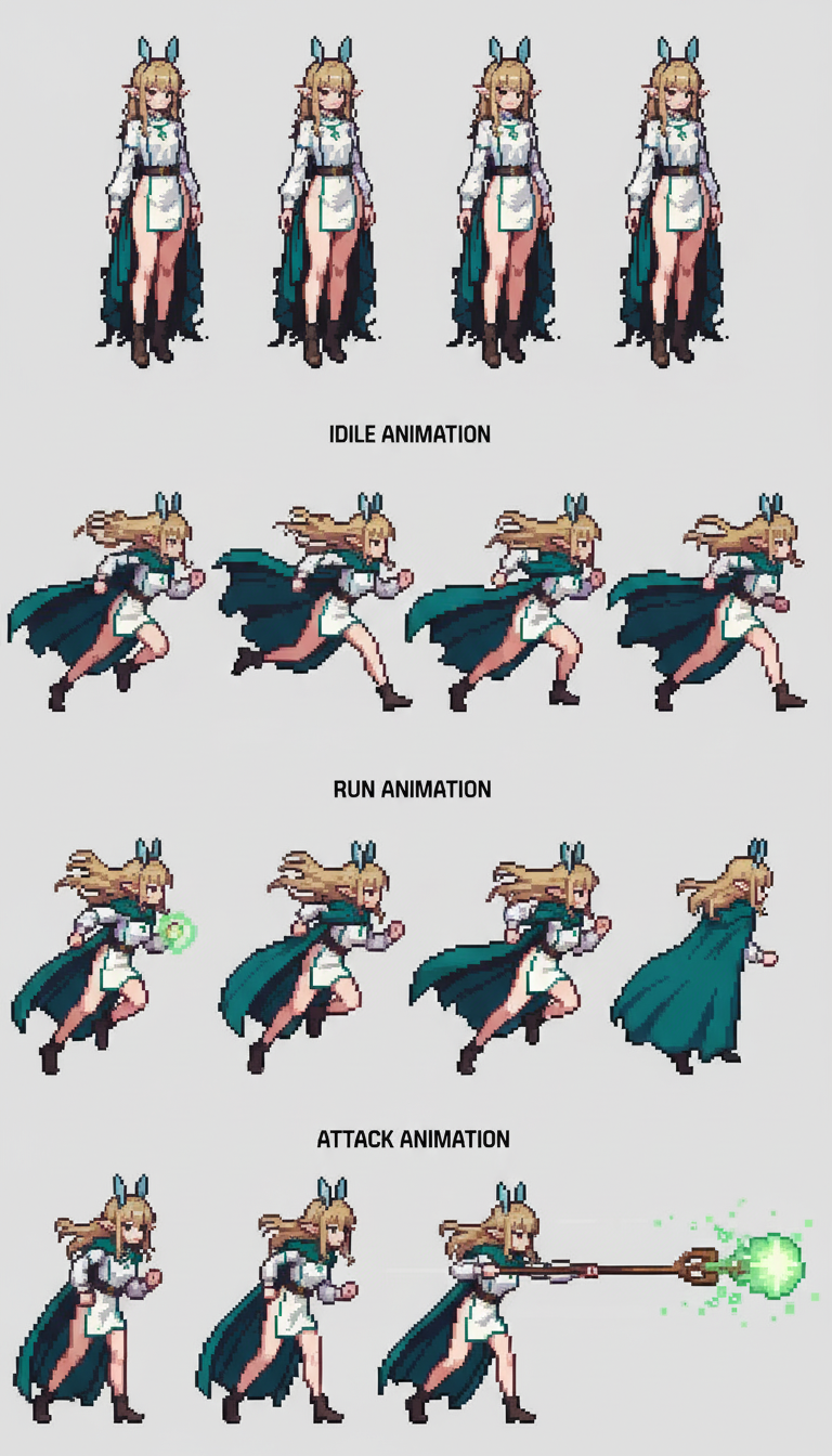 Game Assets: Idle, Run & Attack Animations for Developers