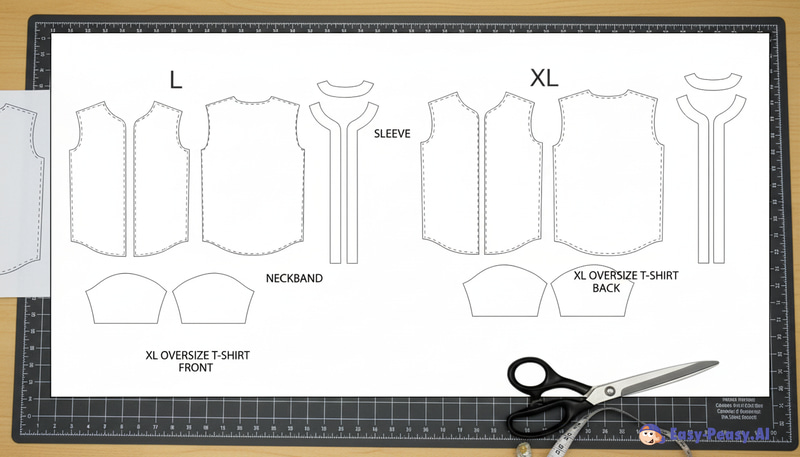 Real Size Template for Oversized T-Shirts