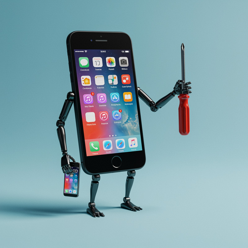 Phone with Arms, Legs, and Screwdriver