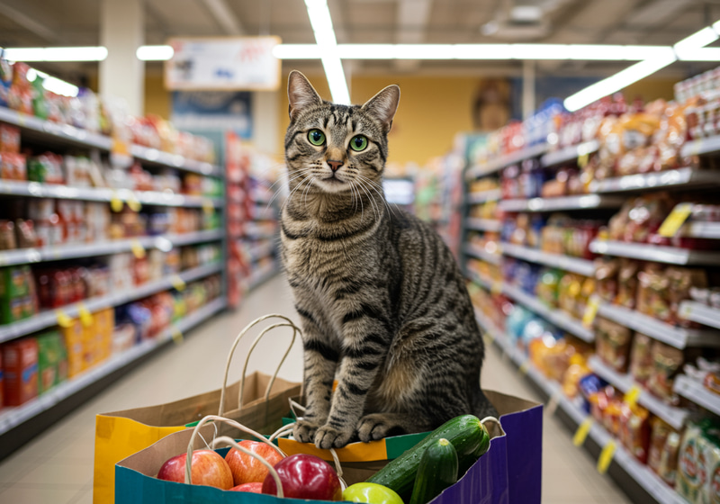 Adorable Cat at the Grocery Store Adorable Cat at the Grocery Store