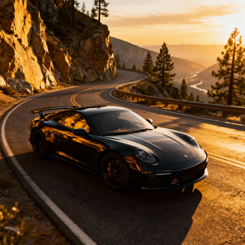 GTA V-Inspired Black Sports Car on Mountain Road GTA V-Inspired Black Sports Car on Mountain Road