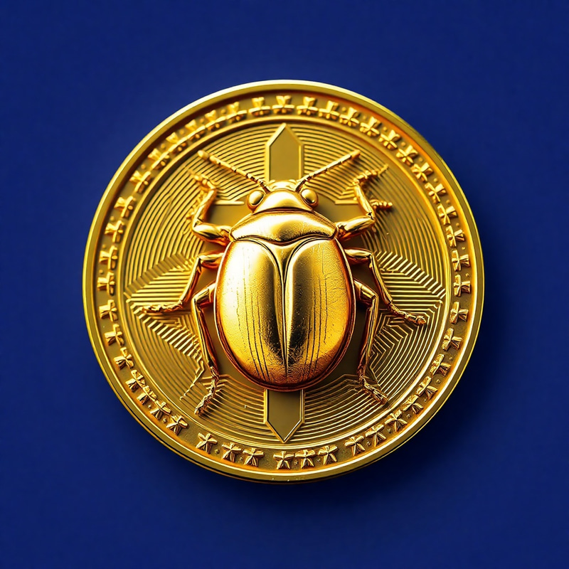 Intricate Goldbug Design on Classic Crypto Coin Intricate Goldbug Design on Classic Crypto Coin