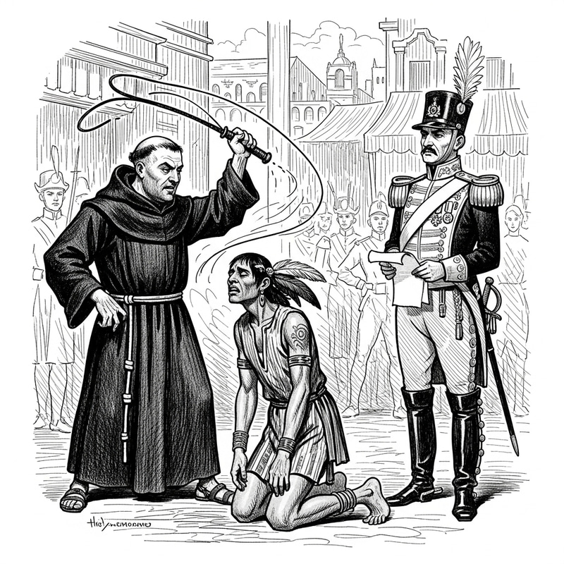 Spanish Friars and Officials Abuse Power Cartoon