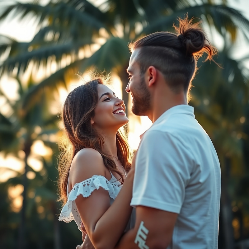 Romantic Embrace: Love in a Tropical Paradise Romantic Embrace: Love in a Tropical Paradise