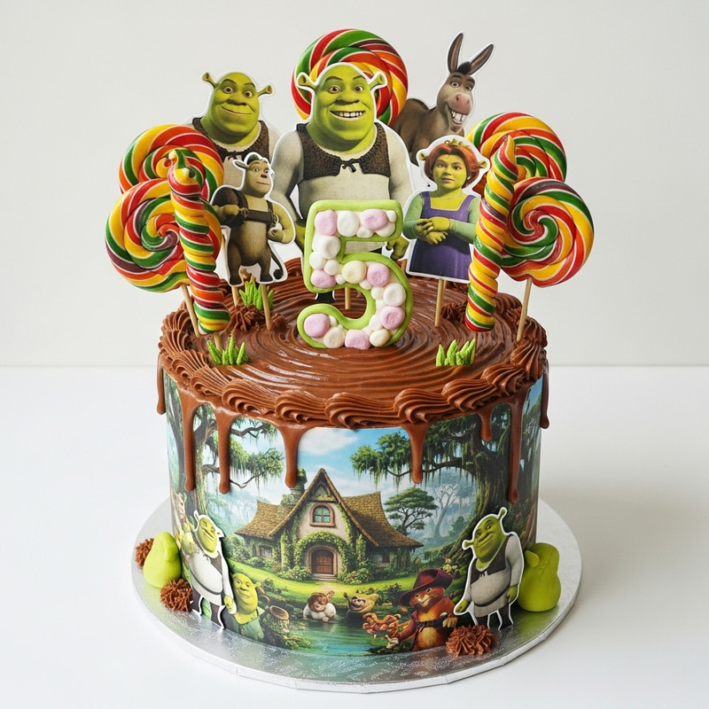 Shrek Swamp Birthday Cake for Kids | 8-Inch Delight Shrek Swamp Birthday Cake for Kids | 8-Inch Delight
