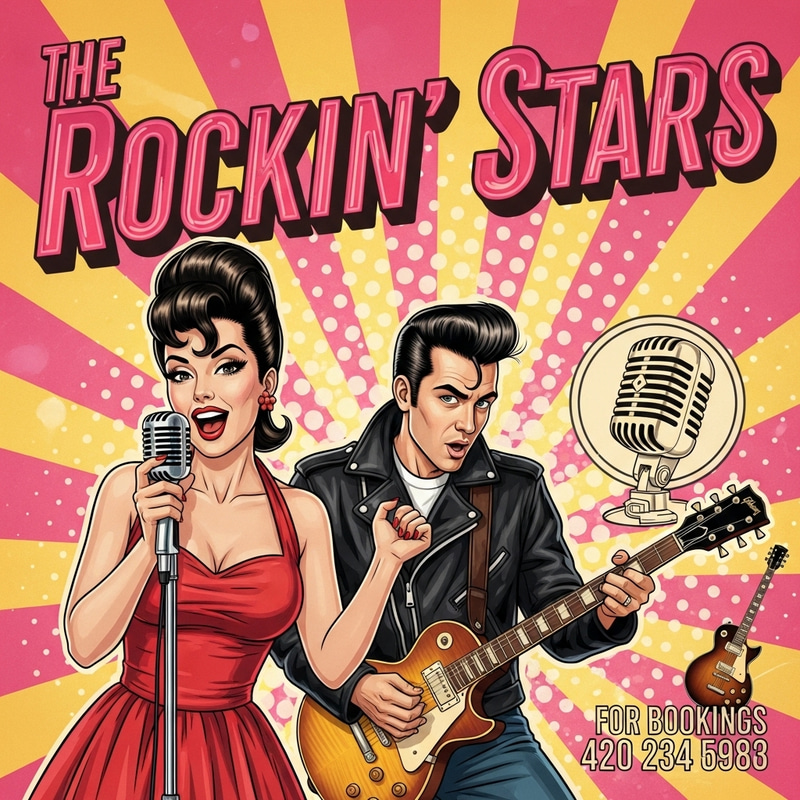 1950s Rockabilly Band Flyer - Vintage Concert Poster 1950s Rockabilly Band Flyer - Vintage Concert Poster