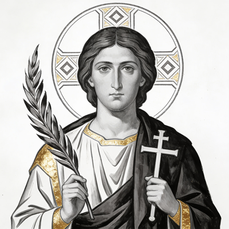 Monochromatic Byzantine Saint Icon Art
