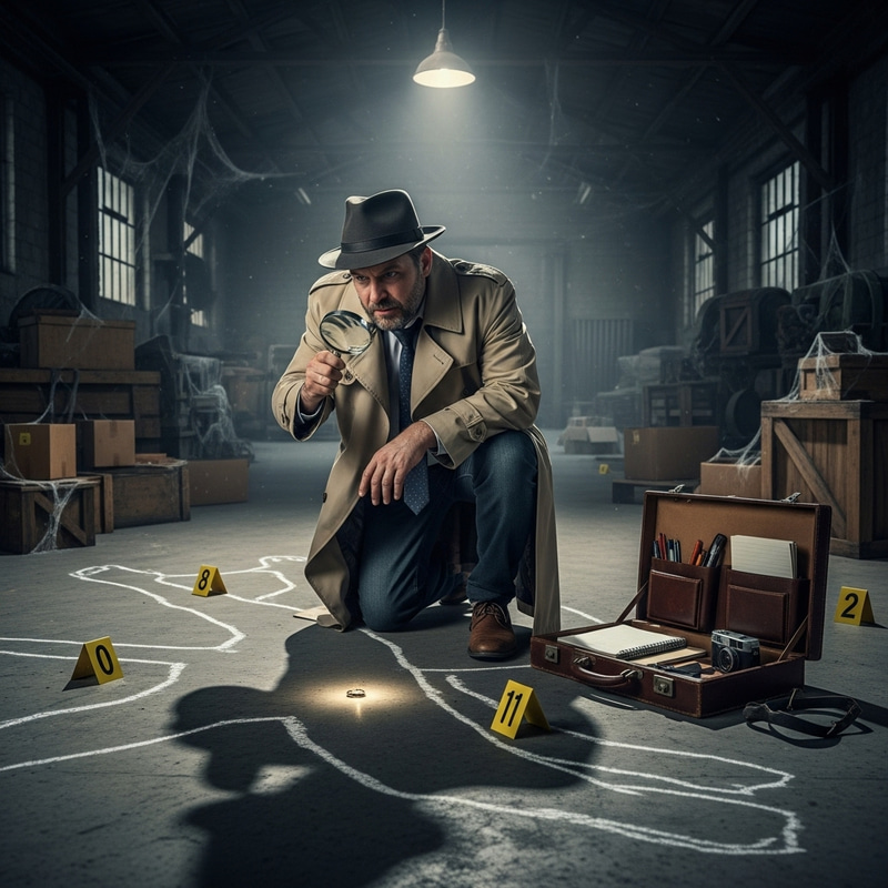 Detective Investigating Crime Scene Evidence
