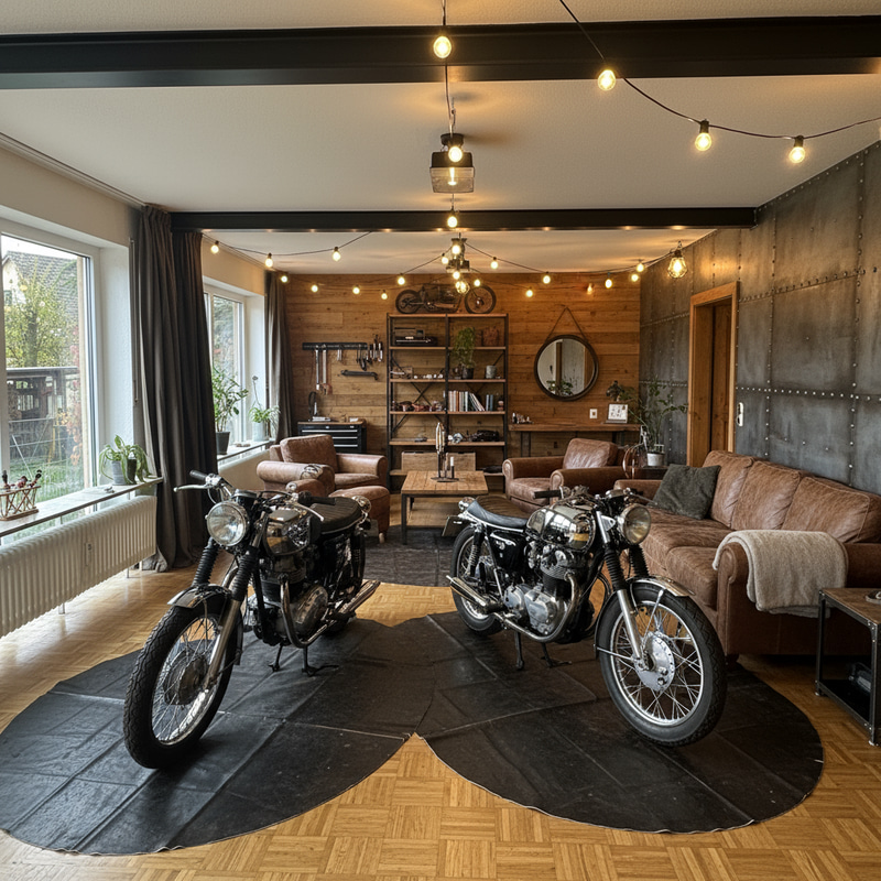 Cozy Industrial Garage Living Room Design Cozy Industrial Garage Living Room Design