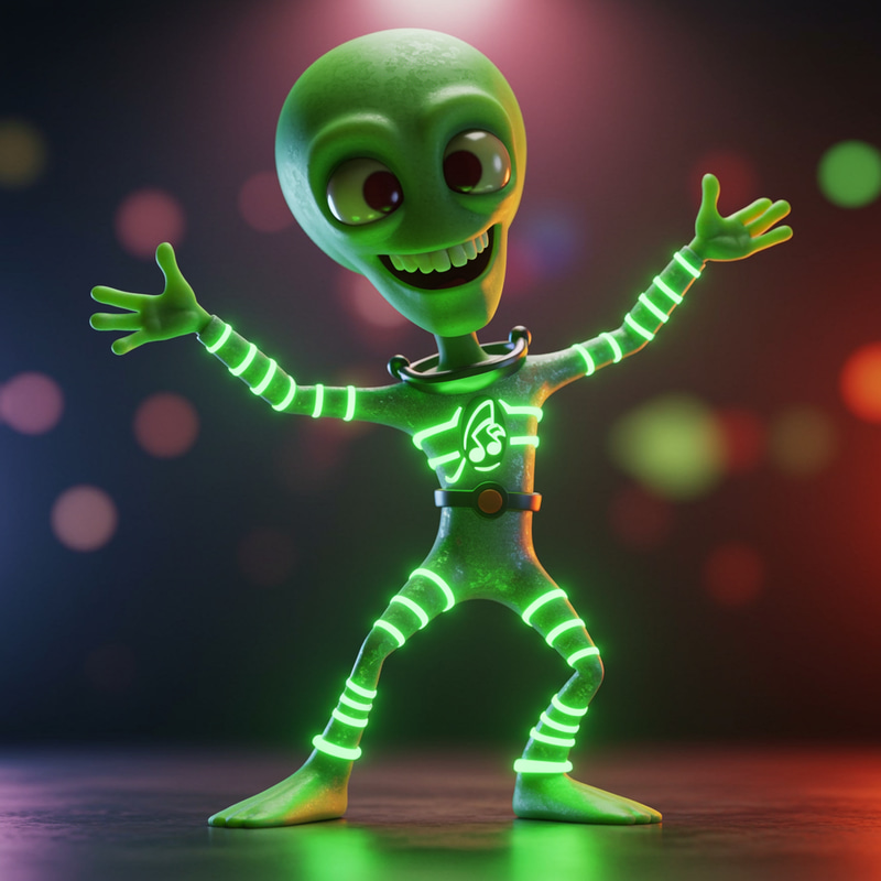 Green Martian Macarena Dance Poses