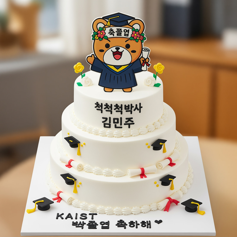 KAIST Graduation Cake with Neobdugi Mascot Art KAIST Graduation Cake with Neobdugi Mascot Art