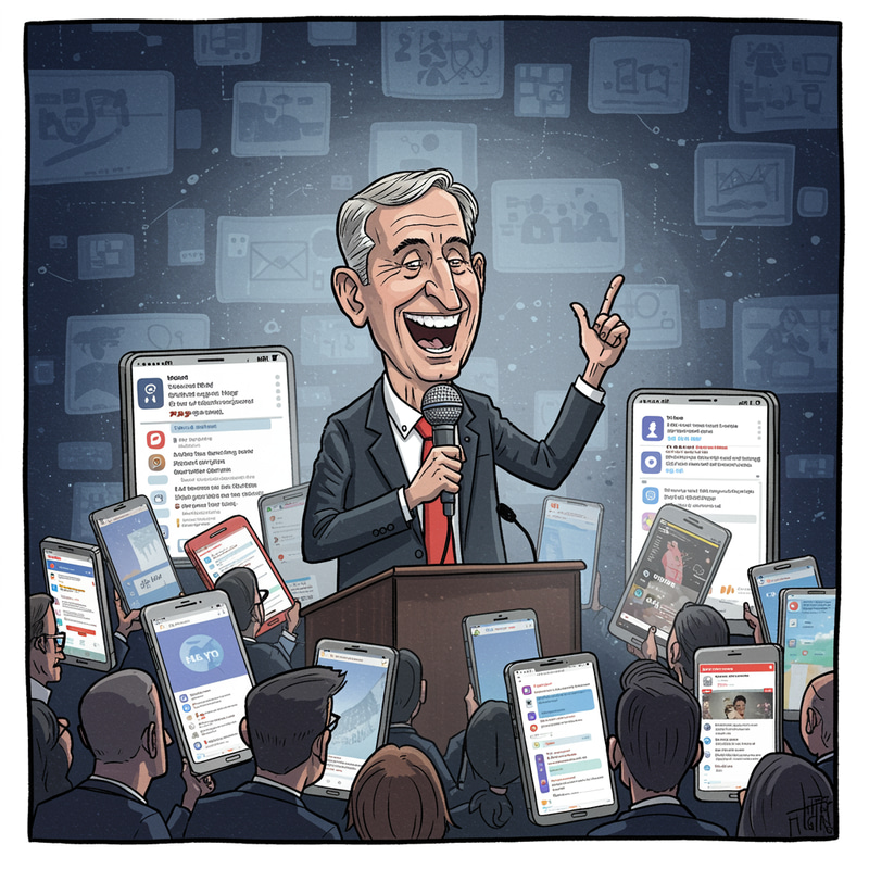 Social Media's Impact on Politics - Editorial Cartoon