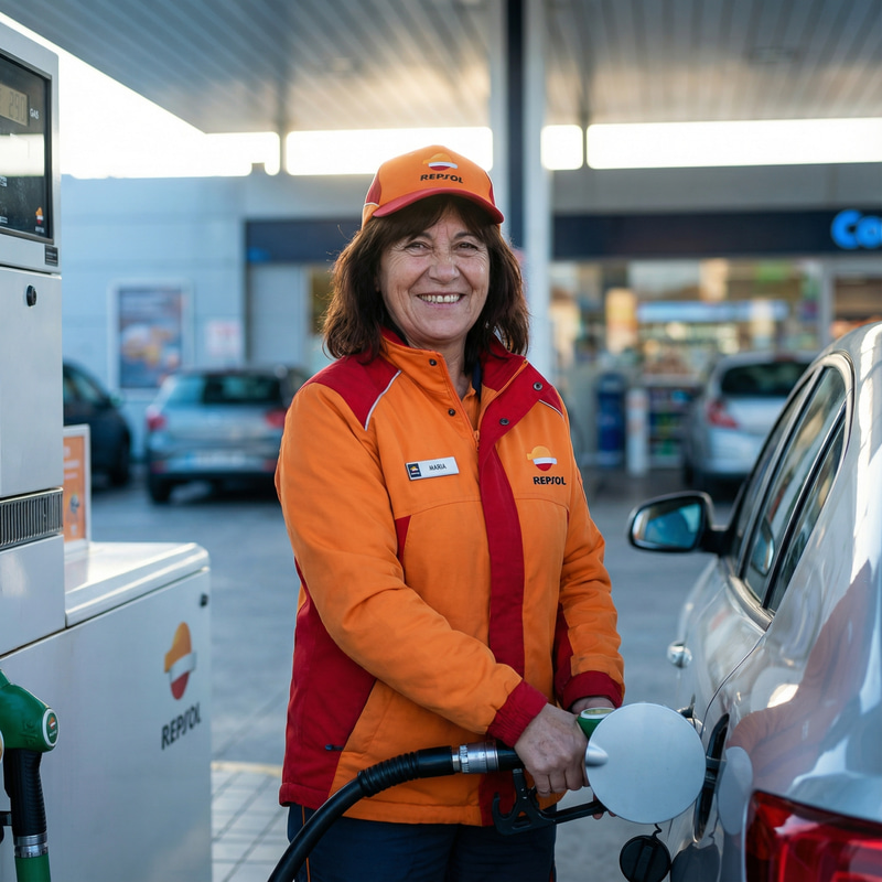 Warm Portrait of a Repsol Gas Station Attendant Warm Portrait of a Repsol Gas Station Attendant